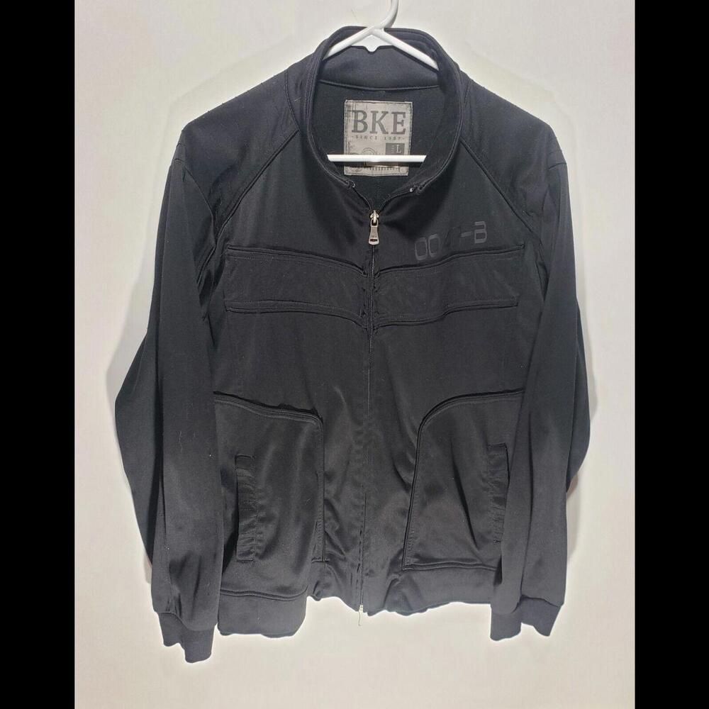 Mens Buckle BKE Black Label Slim Fit Full Zip Sweater Track Jacket Black‎ Size L